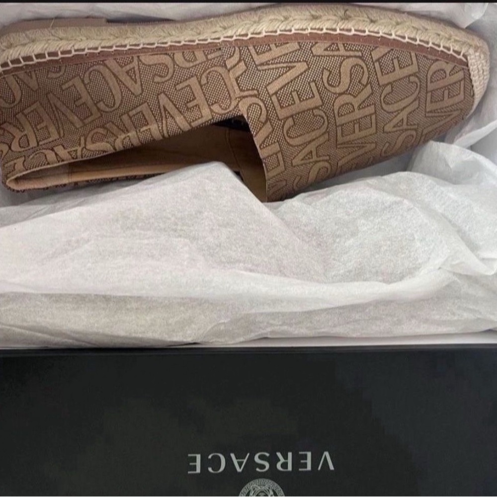 Versace Tan Logo Loafers for Men